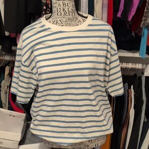 Blue and White Striped Women's Top